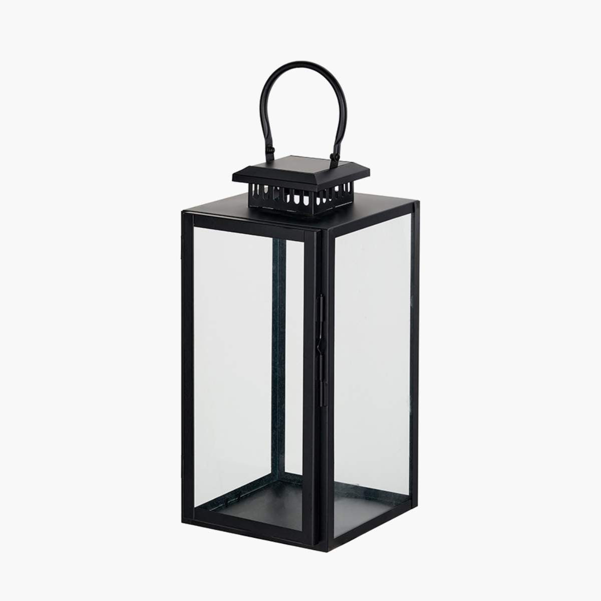 Pacific Lifestyle Black Stainless Steel and Glass Rectangular Lantern