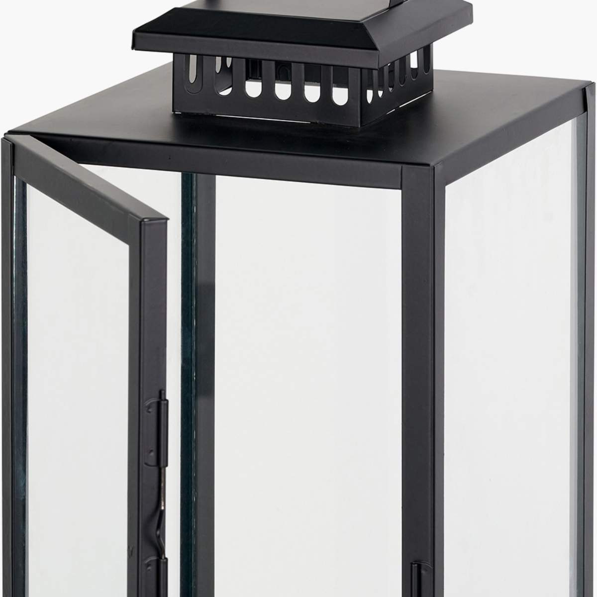 Pacific Lifestyle Black Stainless Steel and Glass Rectangular Lantern