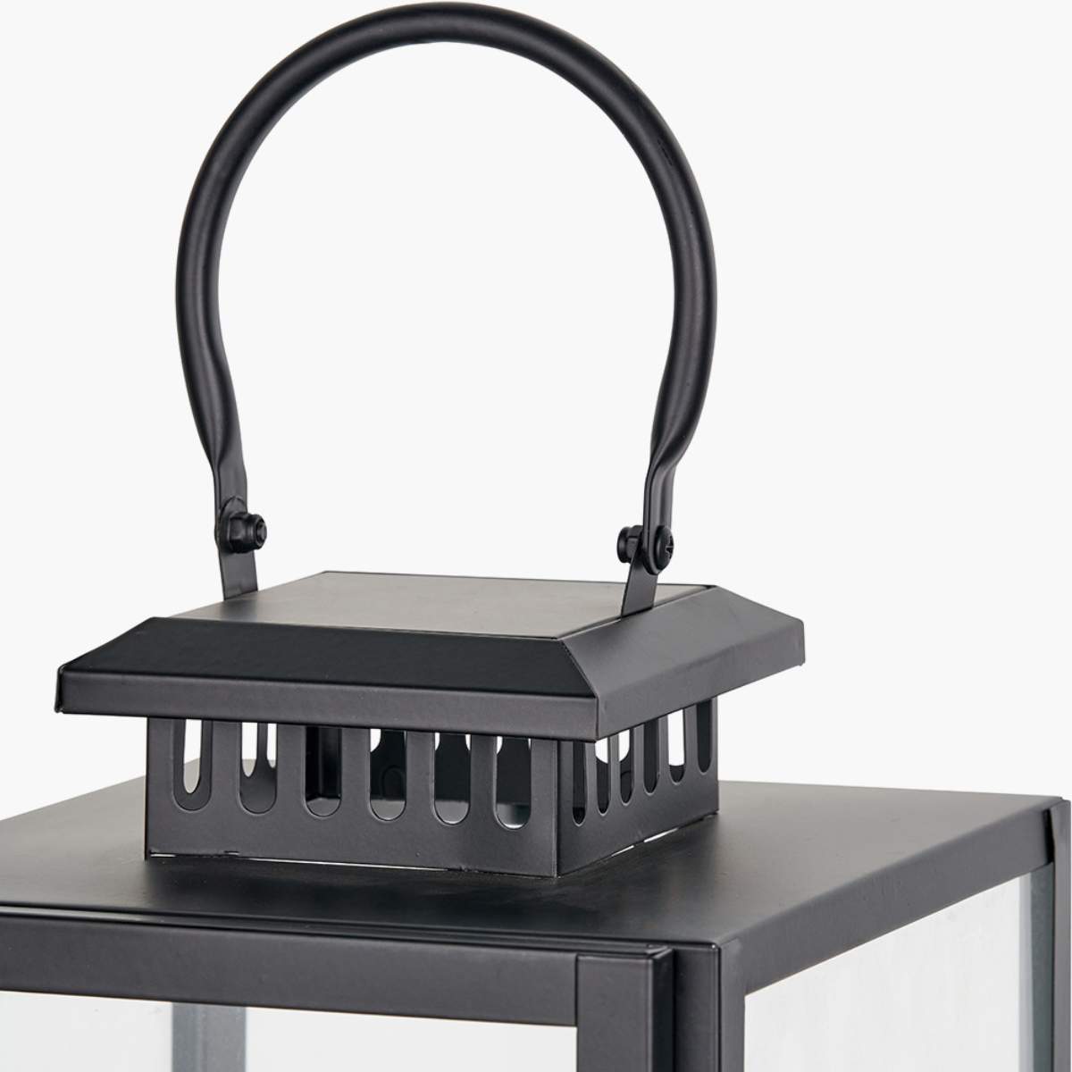 Pacific Lifestyle Black Stainless Steel and Glass Rectangular Lantern