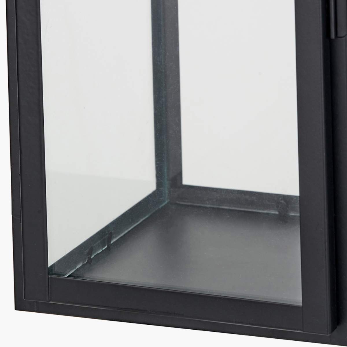 Pacific Lifestyle Black Stainless Steel and Glass Rectangular Lantern