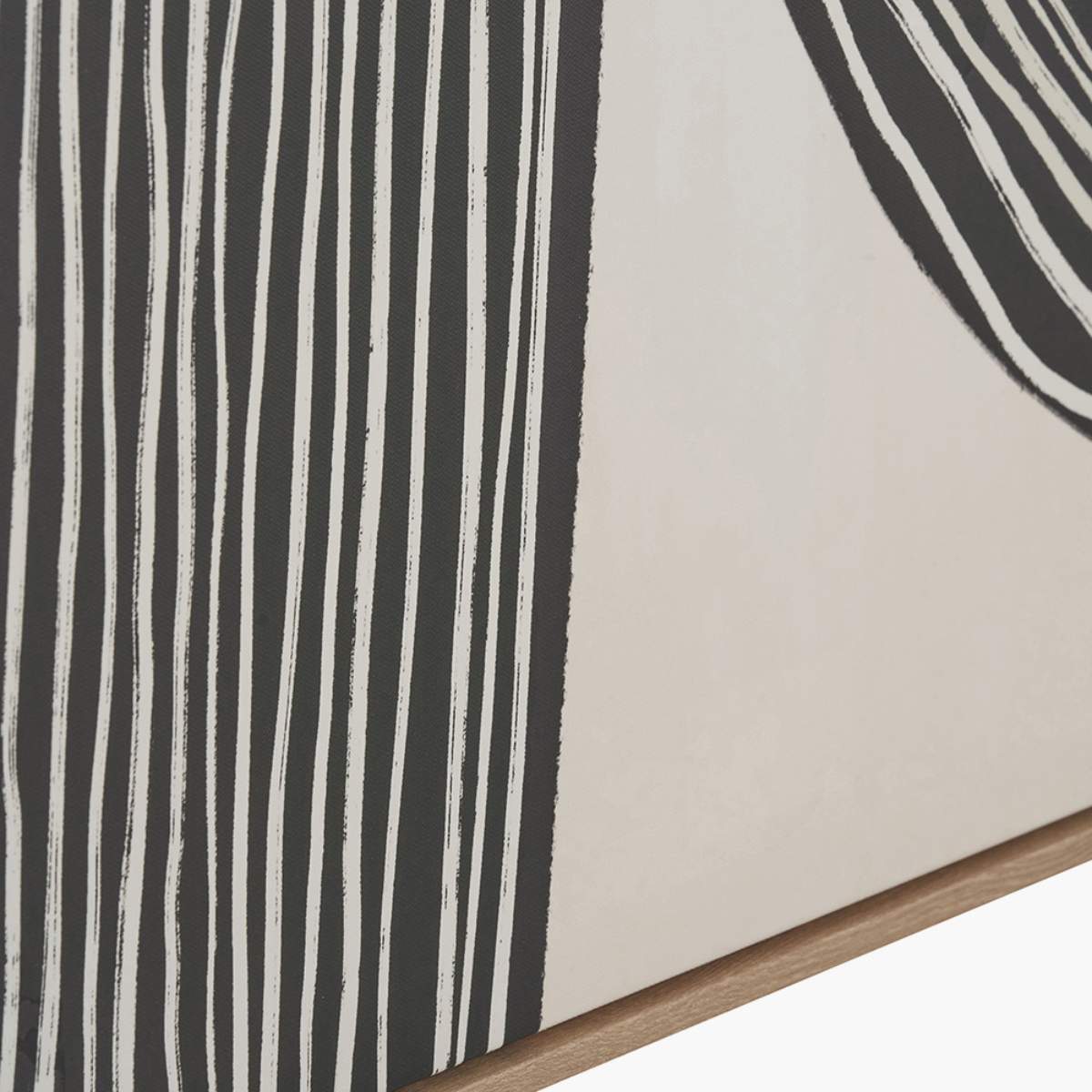 Beau&Co Black and Cream Abstract Canvas with Natural Frame