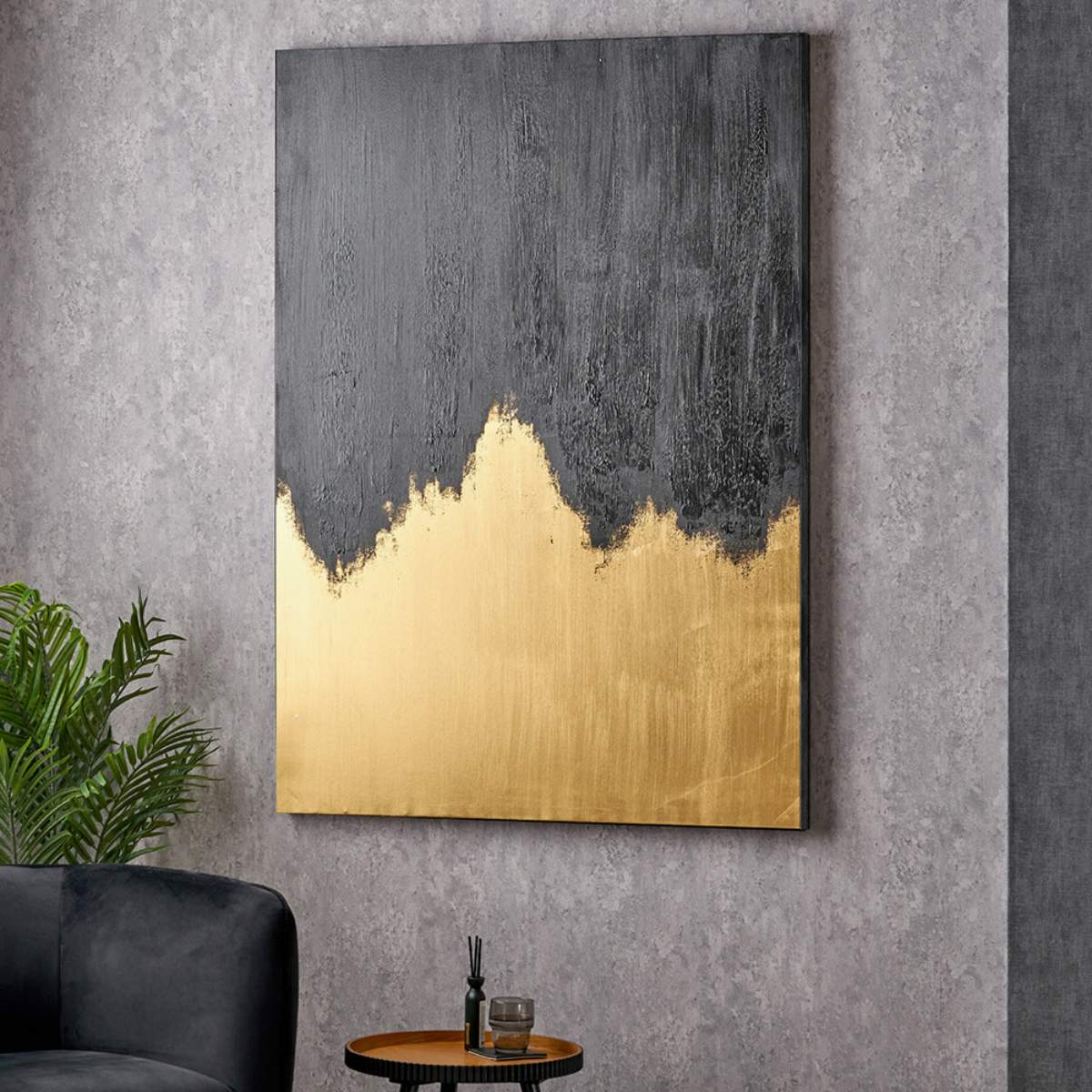 Beau&Co Black and Gold Abstract Frameless Canvas