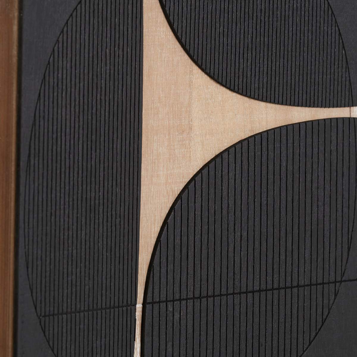 Beau&Co Black and Natural Wood Textured Design Wall Art Pair