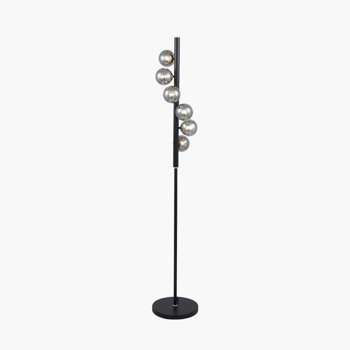 Pacific Lifestyle Blair Smoke Glass Ball and Black Metal Floor Lamp