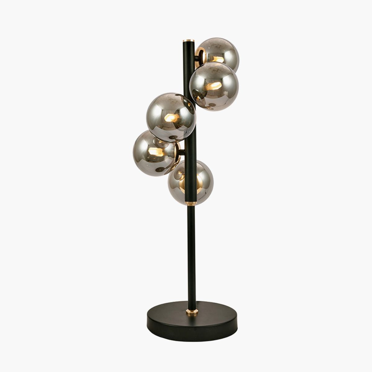 Pacific Lifestyle Blair Smoke Glass Ball and Black Metal Table Lamp
