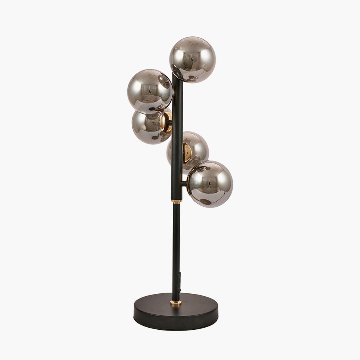 Pacific Lifestyle Blair Smoke Glass Ball and Black Metal Table Lamp
