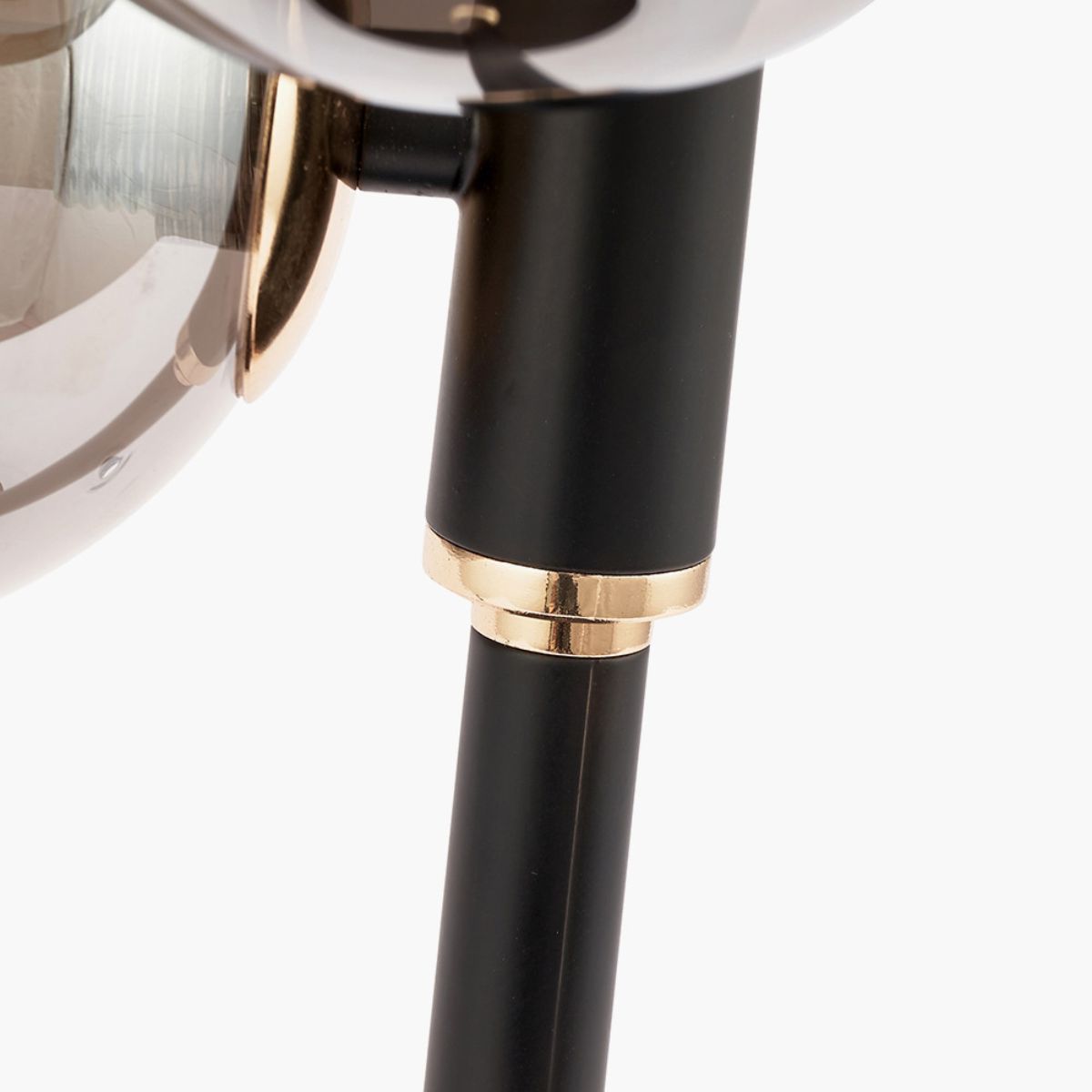 Pacific Lifestyle Blair Smoke Glass Ball and Black Metal Table Lamp