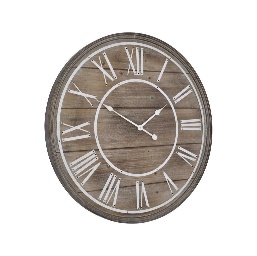 Bleached Wooden Wall Clock-Beaumonde