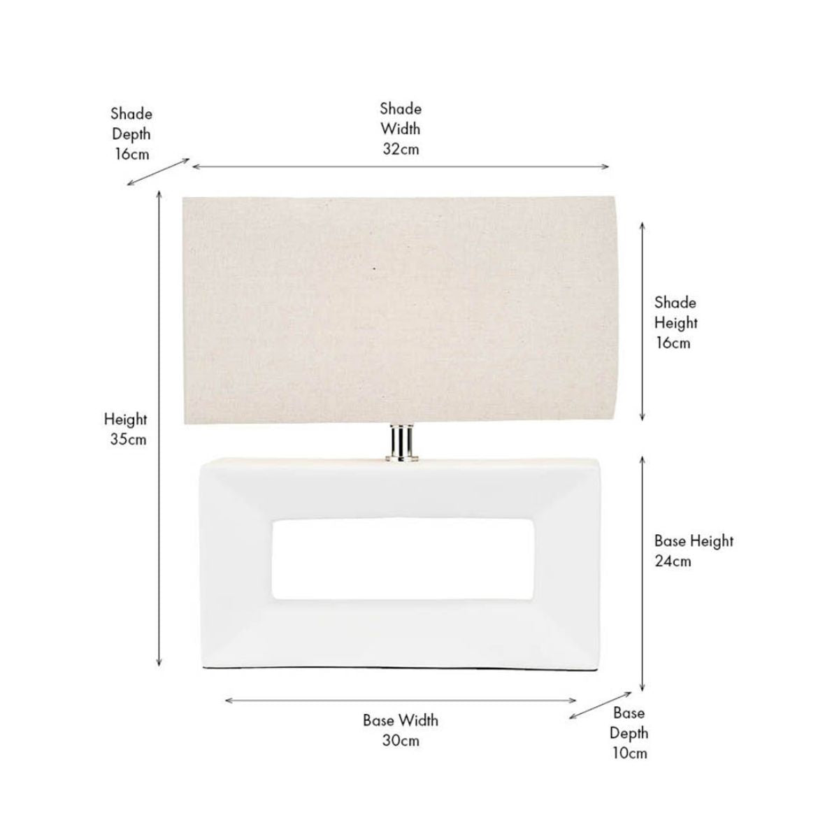 Pacific Lifestyle Block White Ceramic Rectangular Table Lamp