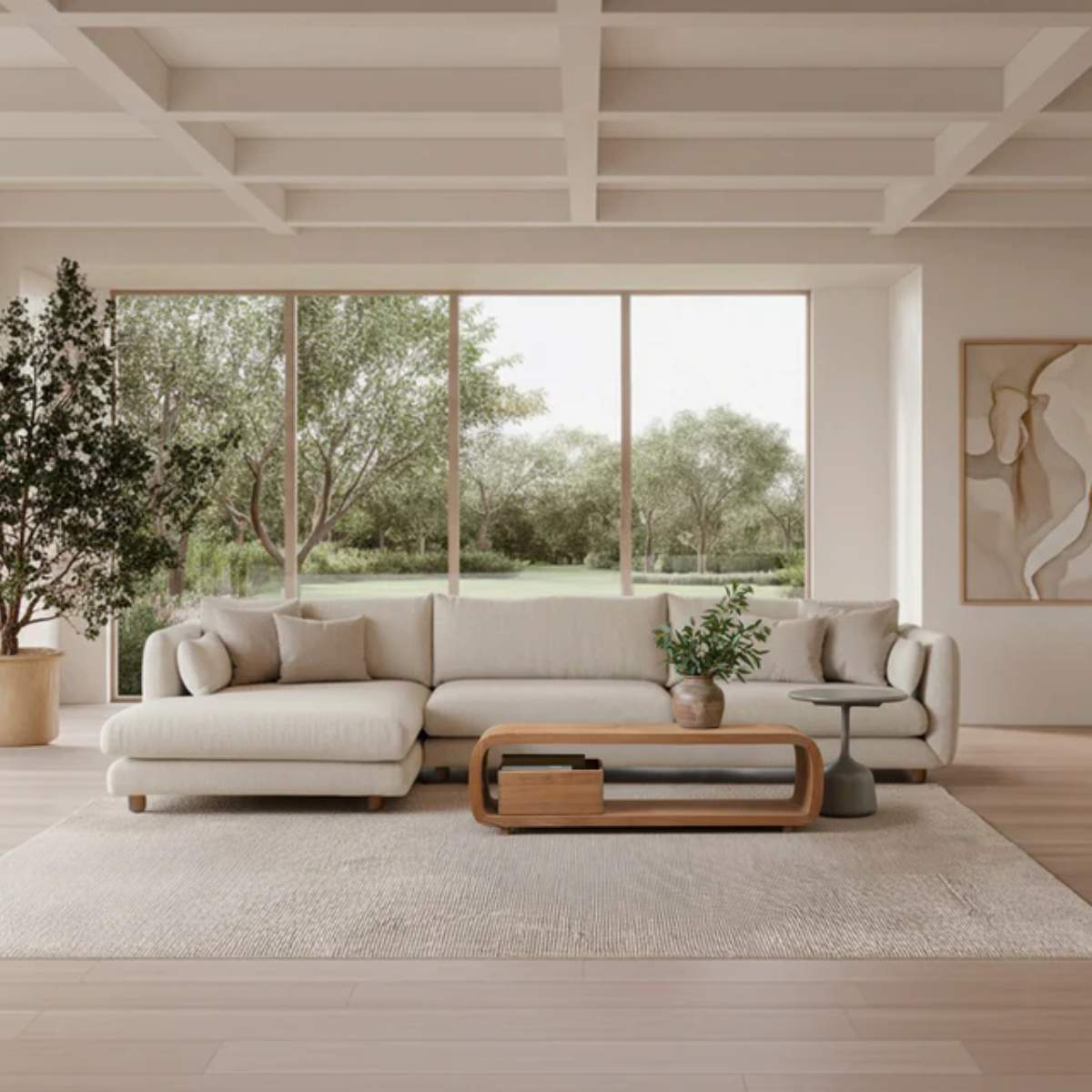 Cane-line Bloom 3-Seater Sofa With Chaise Longue, Right And Teak Legs
