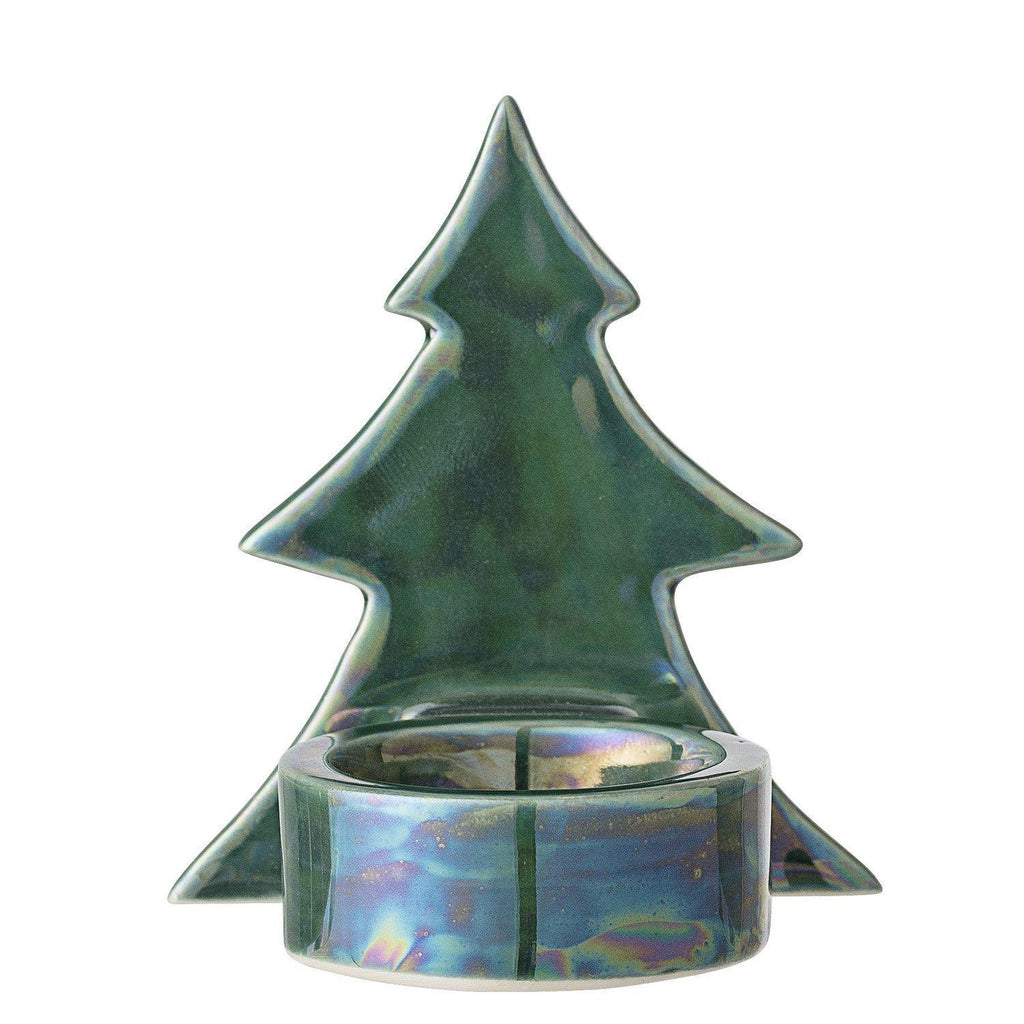 Bloomingville Stoneware Tree Tealight Holder Green-Beaumonde