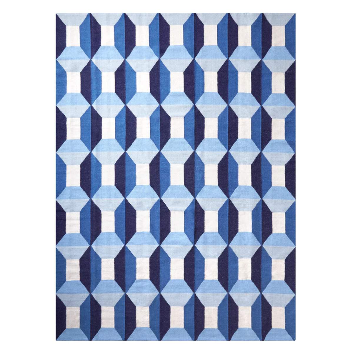 Jonathan Adler Blue Sorrento Reversible Peruvian Flat Weave Rug