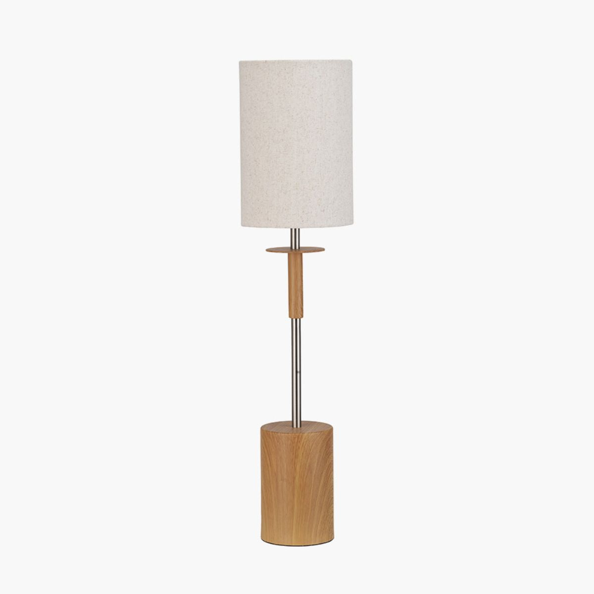 Pacific Lifestyle Bonham Natural Wood Veneer and Silver Metal Table Lamp