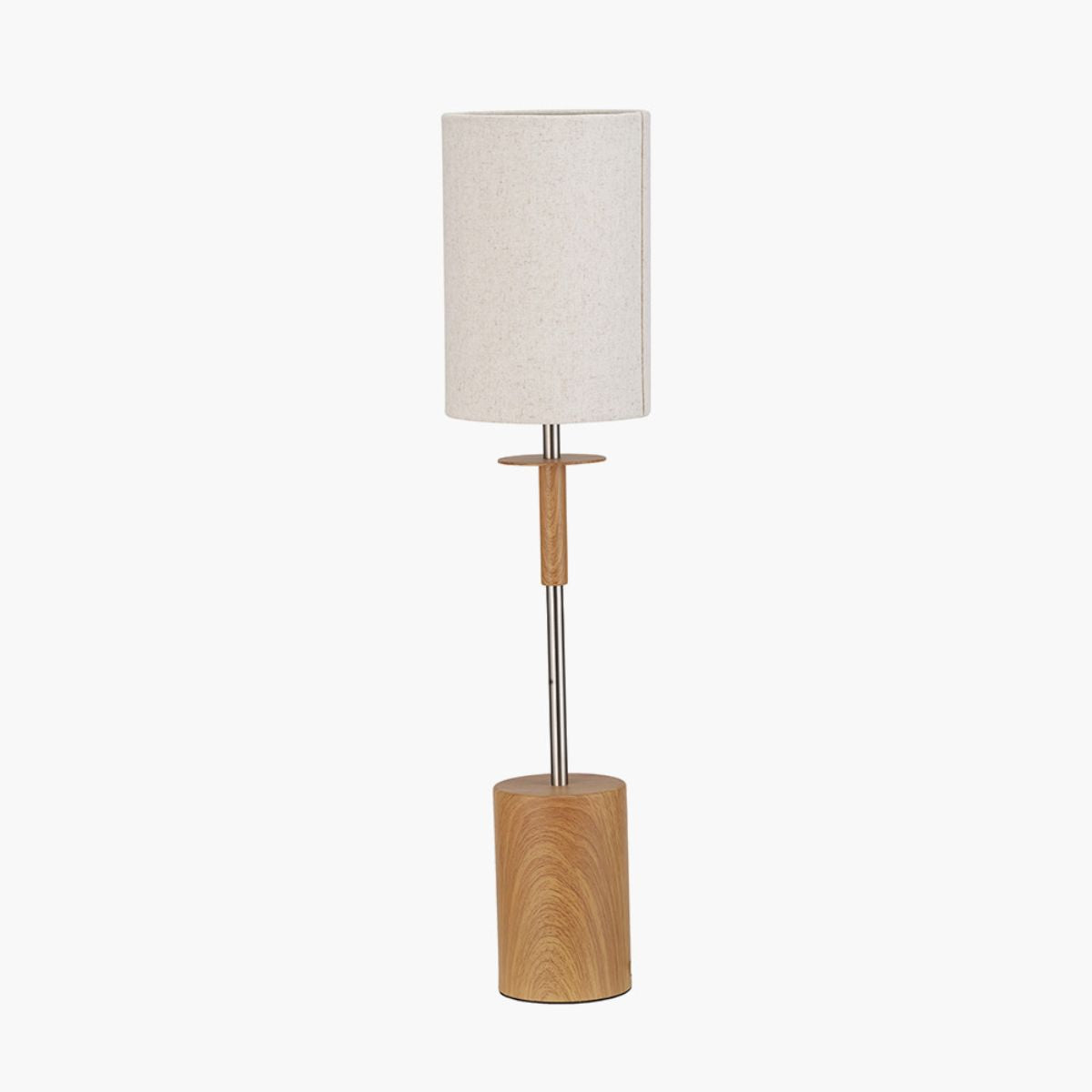 Pacific Lifestyle Bonham Natural Wood Veneer and Silver Metal Table Lamp
