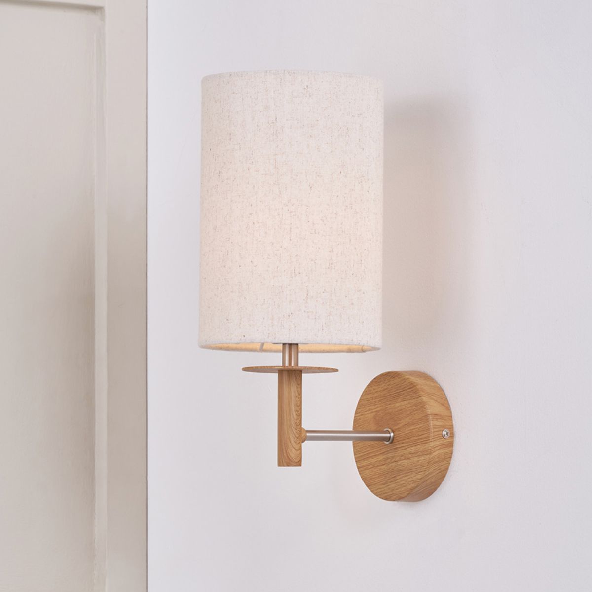 Pacific Lifestyle Bonham Natural Wood Veneer and Silver Metal Wall Light