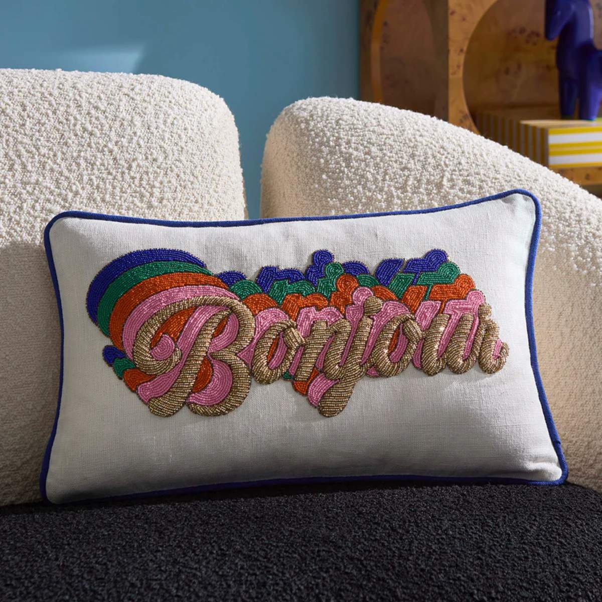 Jonathan Adler Bonjour Beaded Cushion