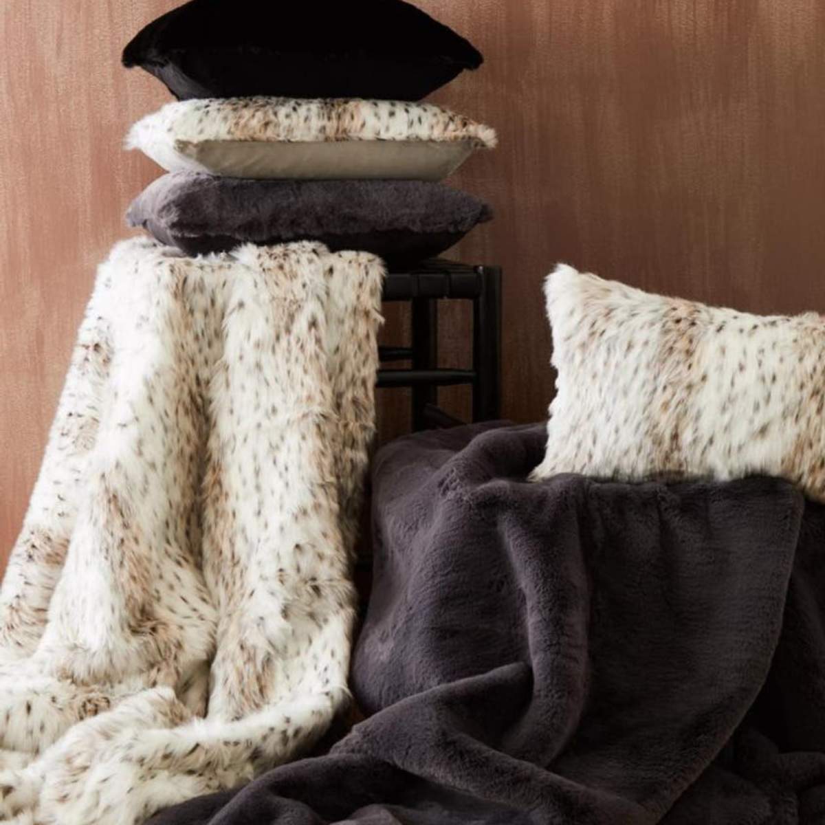 Beaumonde Home Bosie Lamina Animal Print Fur Throw