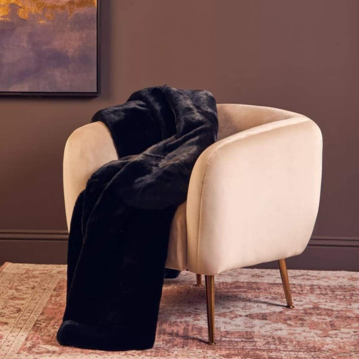 Beaumonde Home Bosie Lamina Black Fur Throw
