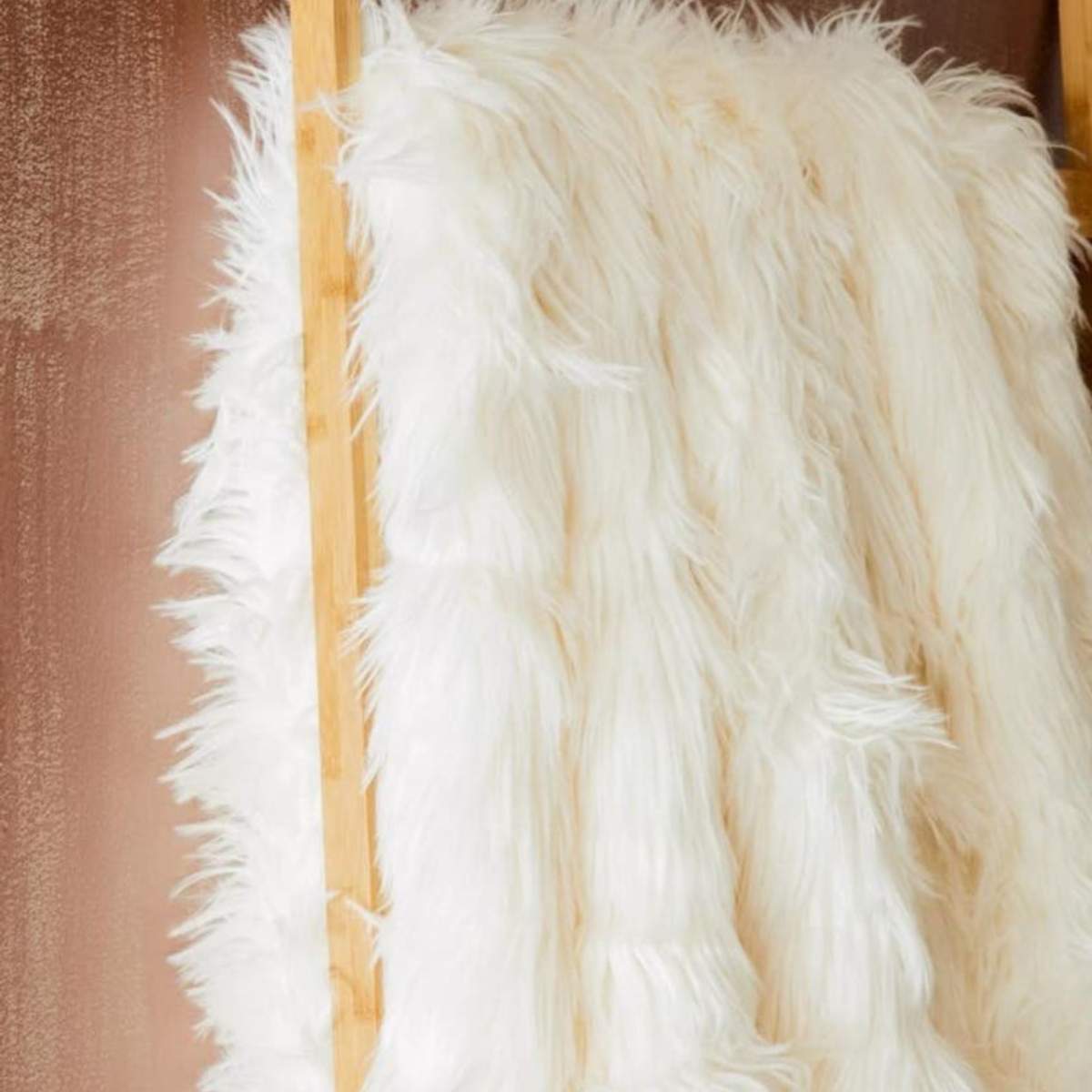 Beaumonde Home Bosie Lamina Cream Fur Throw