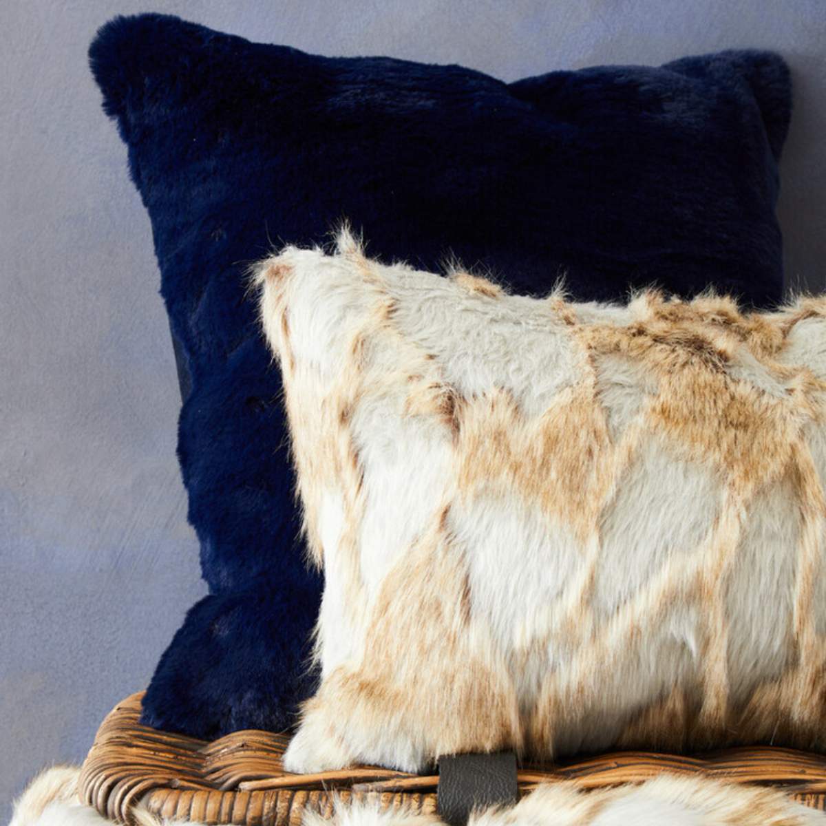 Beaumonde Home Bosie Lamina Grey And Natural Fur Throw