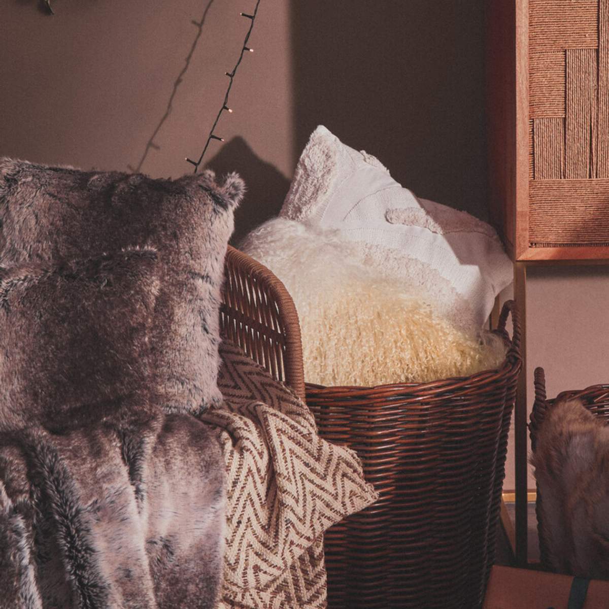 Beaumonde Home Bosie Lamina Mocha Ombre Fur Throw