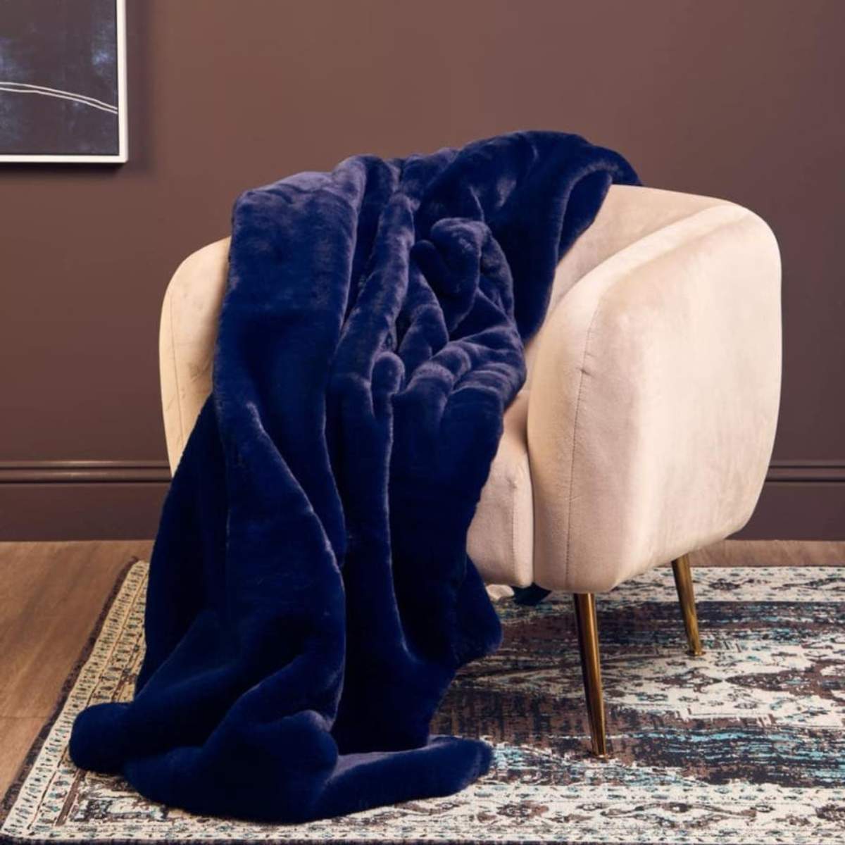 Beaumonde Home Bosie Lamina Navy Blue Throw