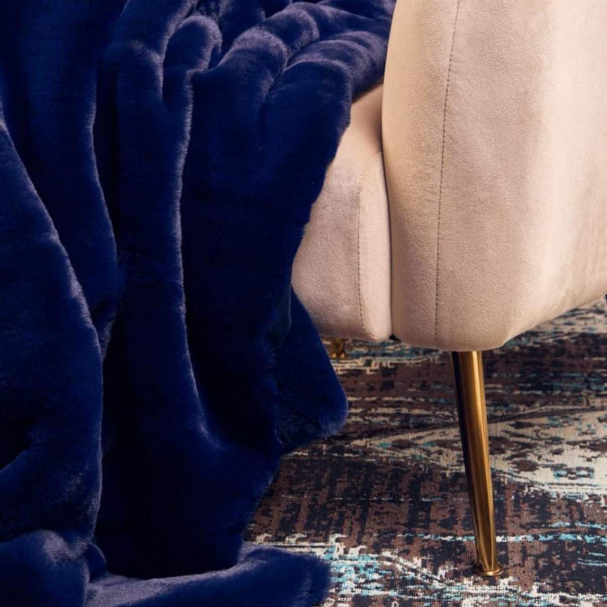 Beaumonde Home Bosie Lamina Navy Blue Throw