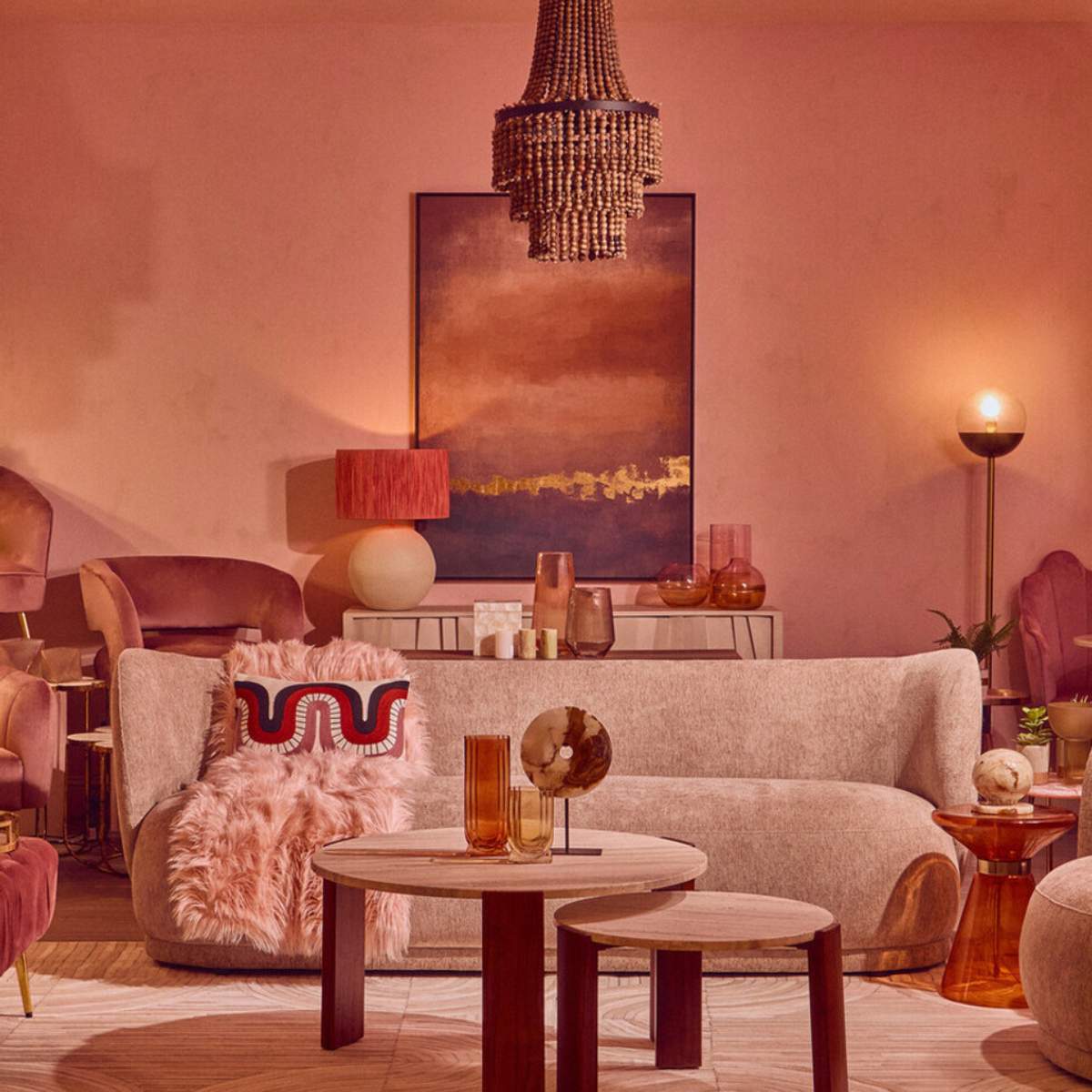 Beaumonde Home Bosie Lamina Pink Throw
