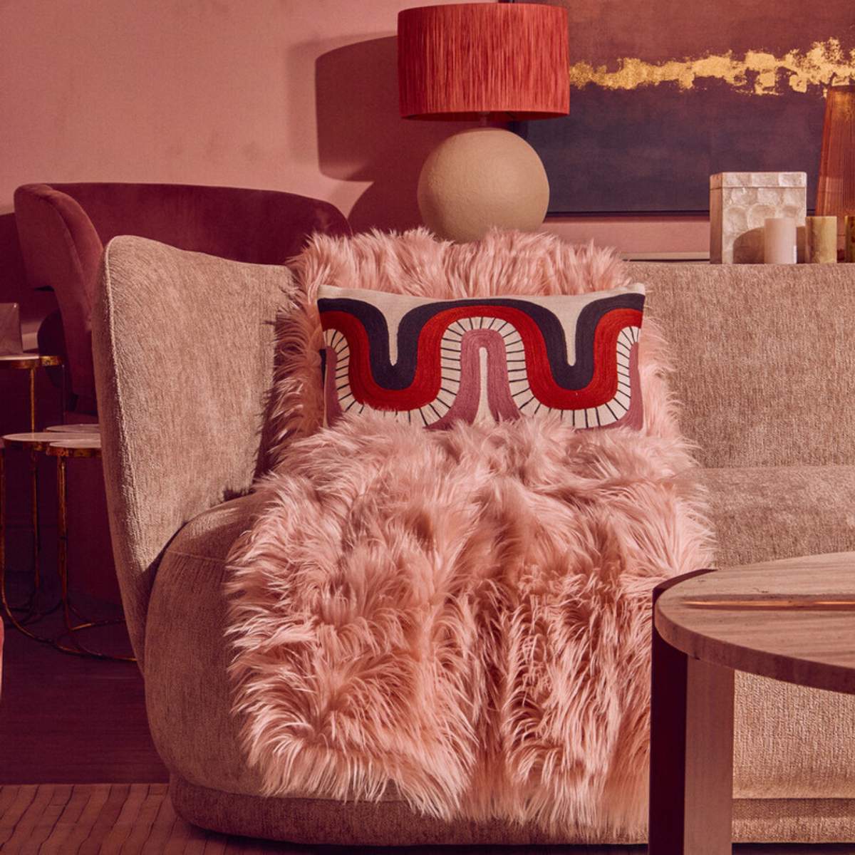 Beaumonde Home Bosie Lamina Pink Throw