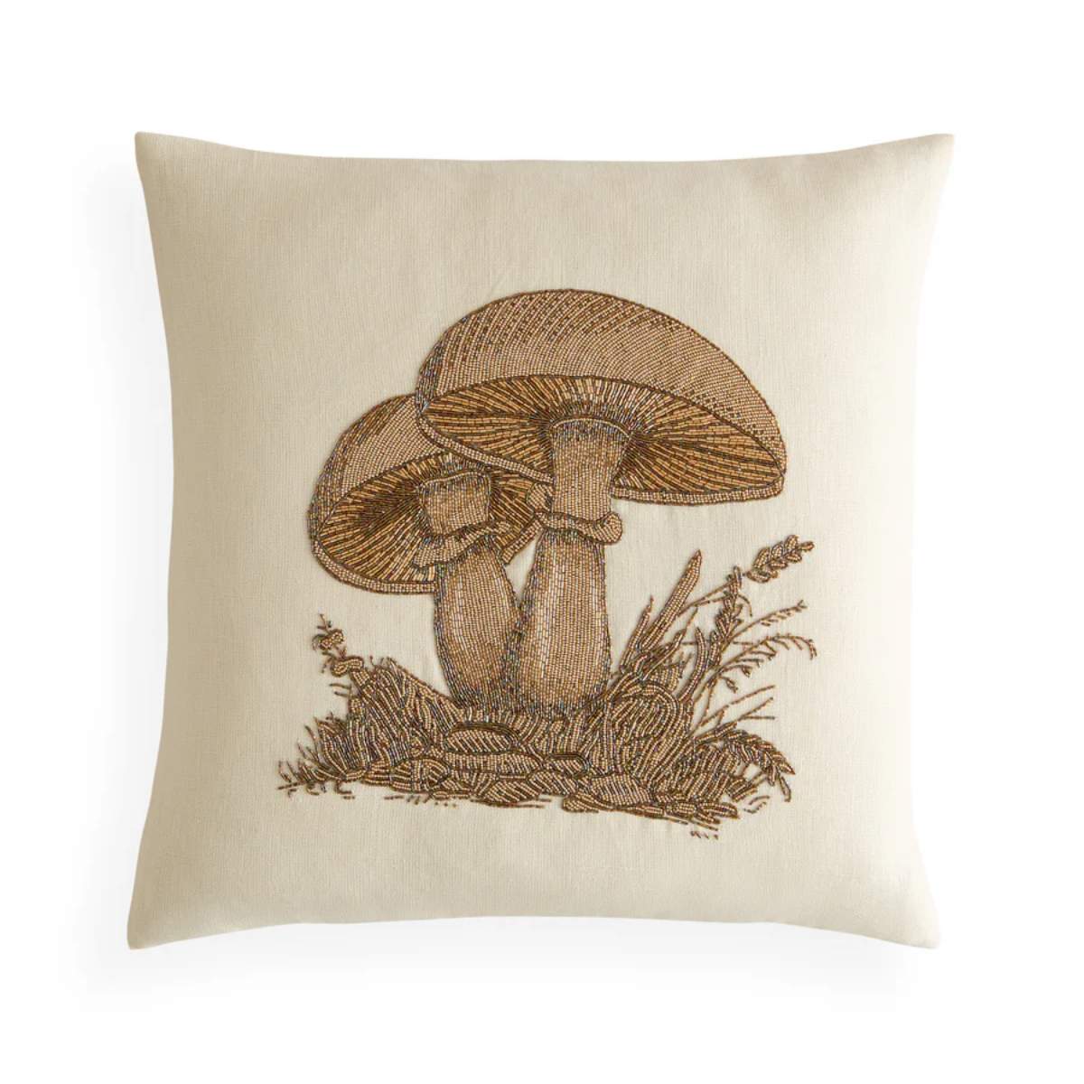 Jonathan Adler Botanist Large Mushrooms Beaded Cushion
