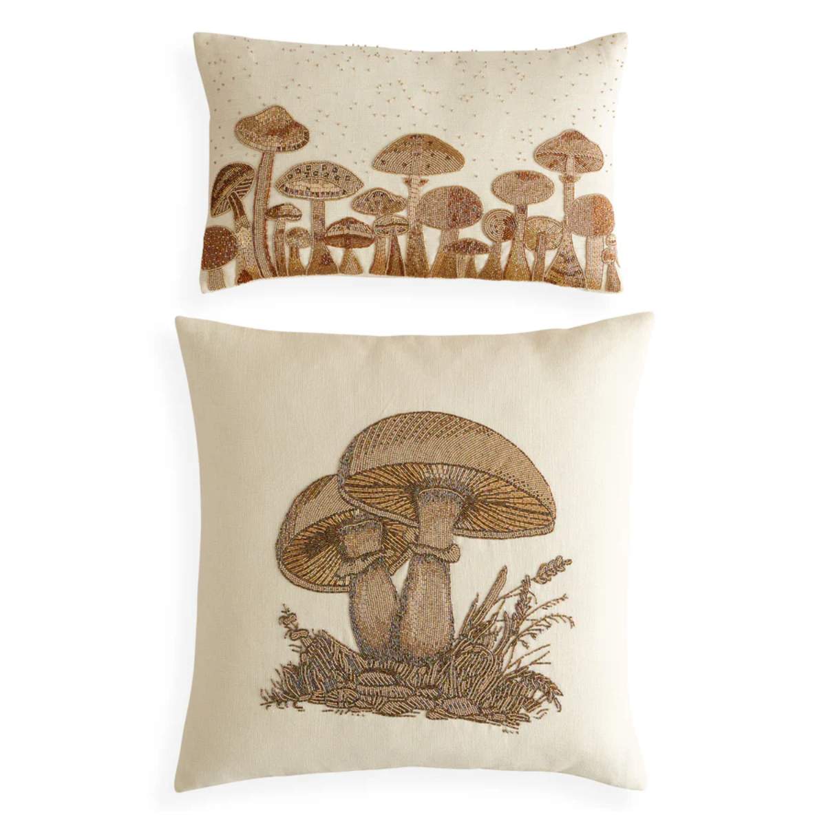Jonathan Adler Botanist Large Mushrooms Beaded Cushion