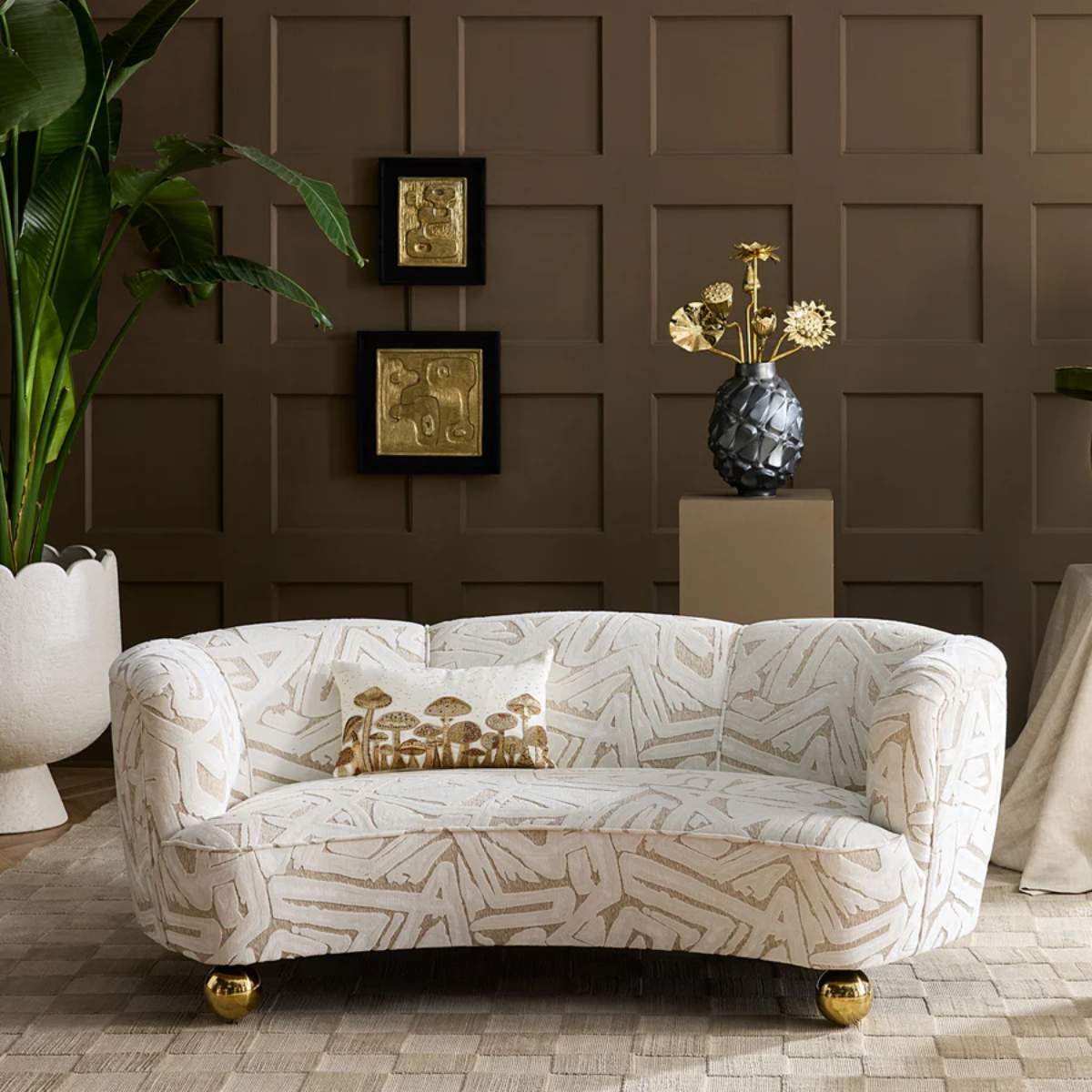 Jonathan Adler Botanist Mushroom Field Beaded Pillow