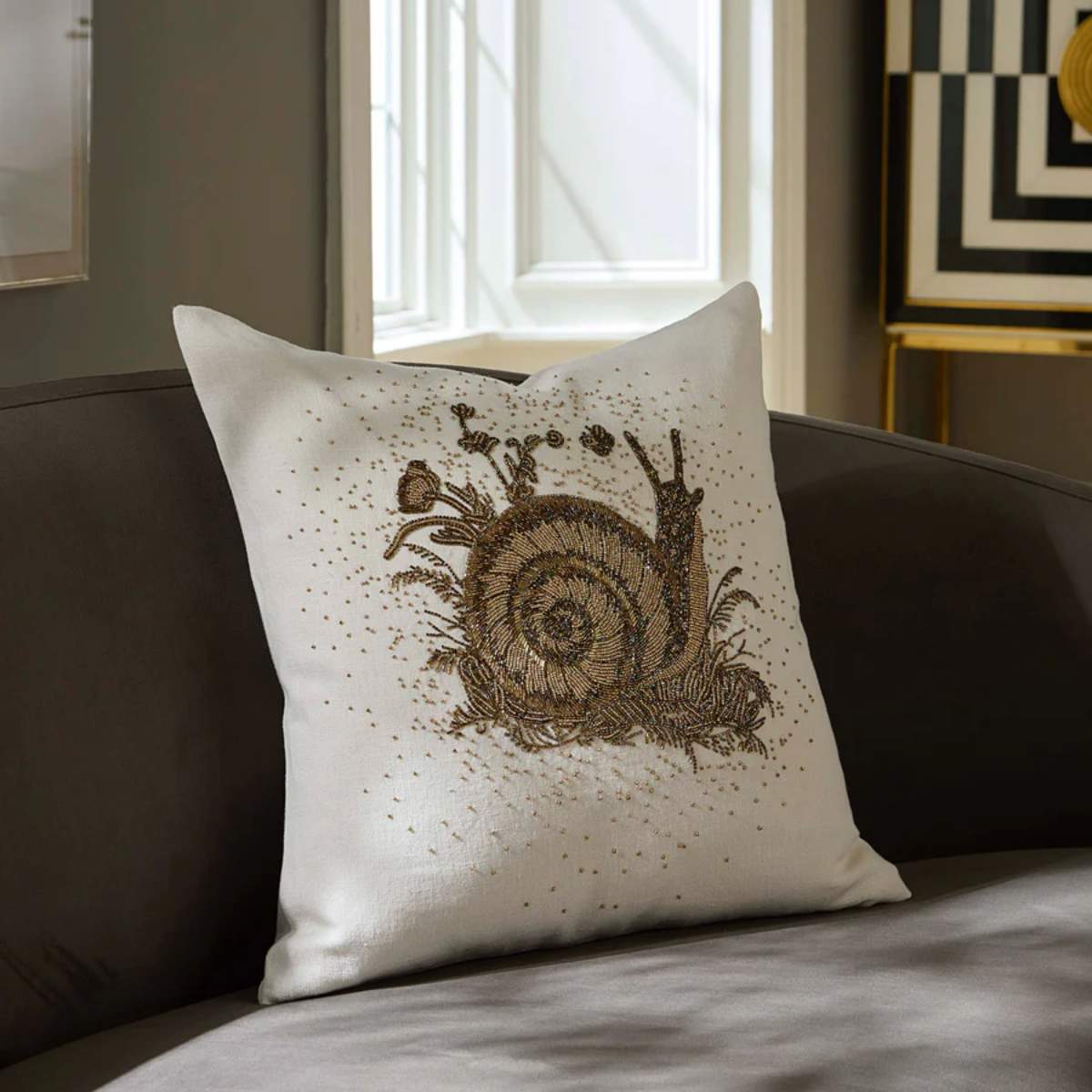 Jonathan Adler Botanist Snail Beaded Cushion