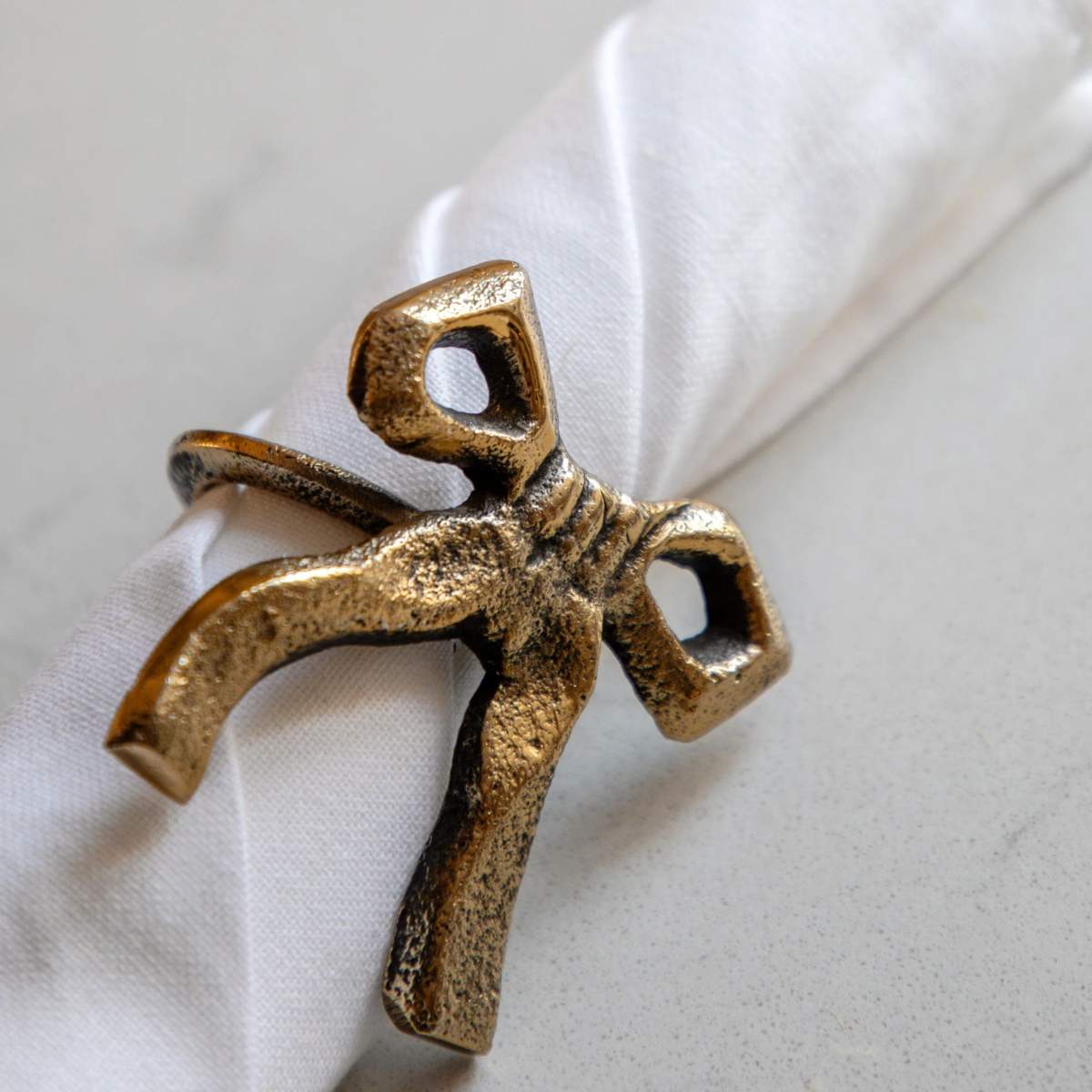 Gallery Direct Bow Napkin Ring Antique Gold 4pk