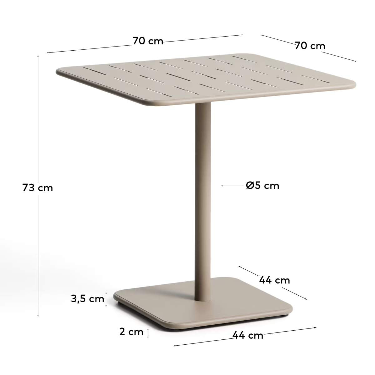 Kave Home Brai outdoor table in burgundy galvanised steel 70 x 70cm