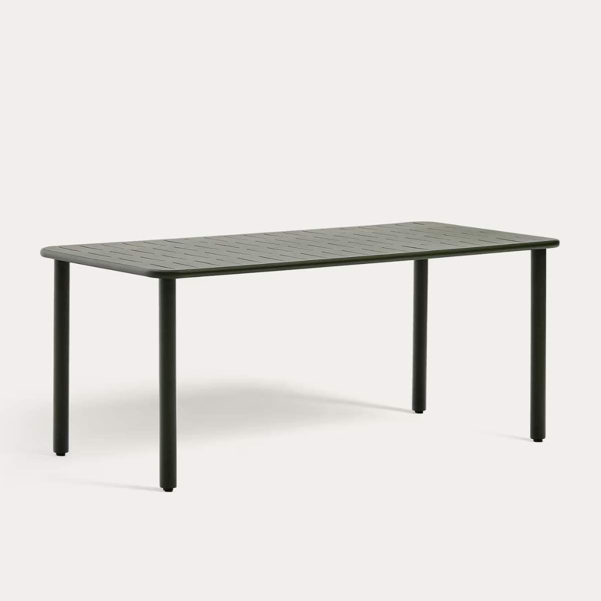 Kave Home Brai outdoor table in taupe galvanised steel 180 x 90cm