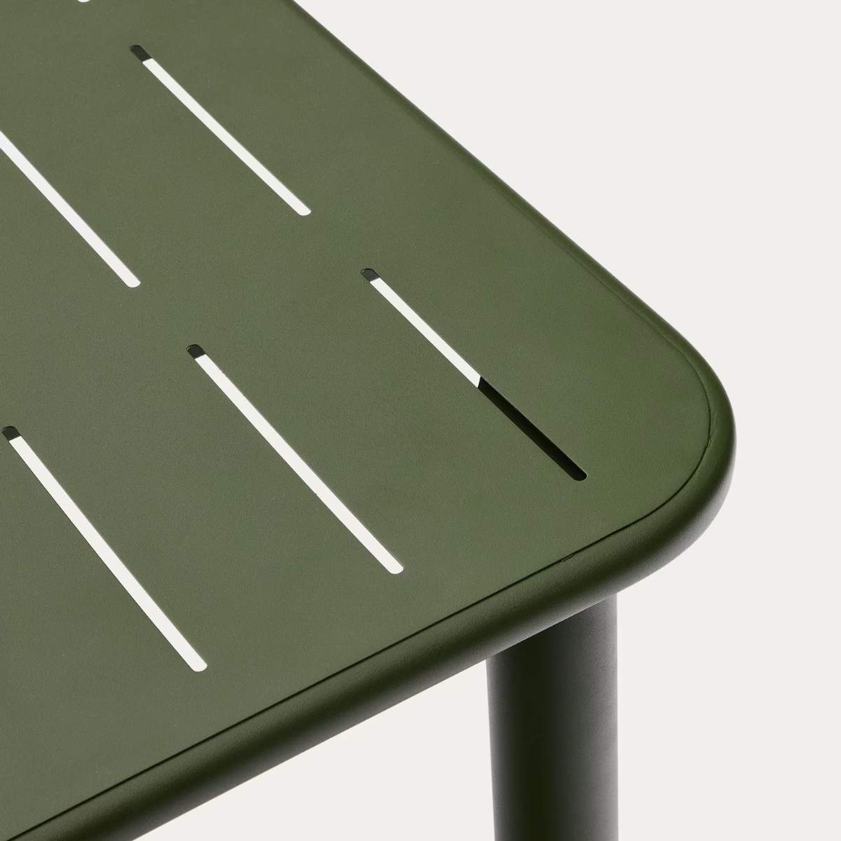Kave Home Brai outdoor table in taupe galvanised steel 180 x 90cm