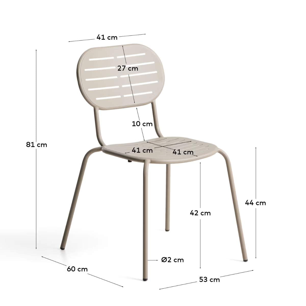 Kave Home Brai stackable outdoor chair in burgundy galvanised steel