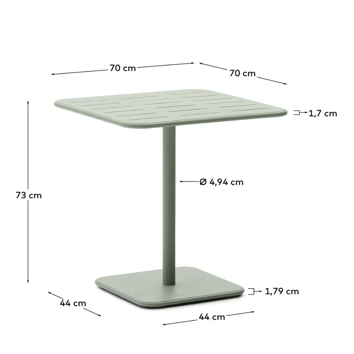 Kave Home Brai outdoor table in burgundy galvanised steel 70 x 70cm