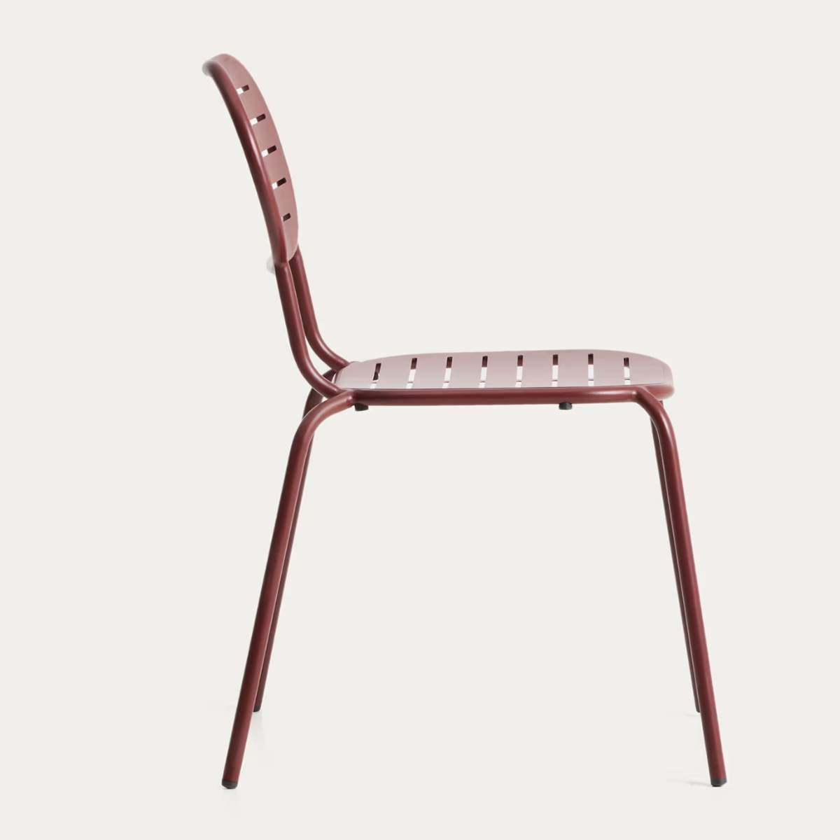Kave Home Brai stackable outdoor chair in burgundy galvanised steel