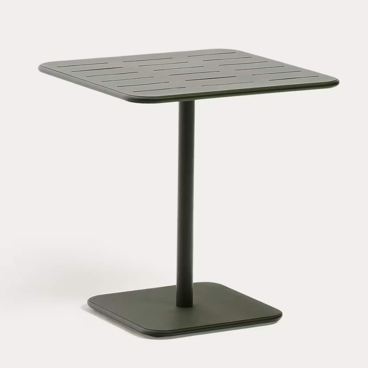 Kave Home Brai outdoor table in burgundy galvanised steel 70 x 70cm
