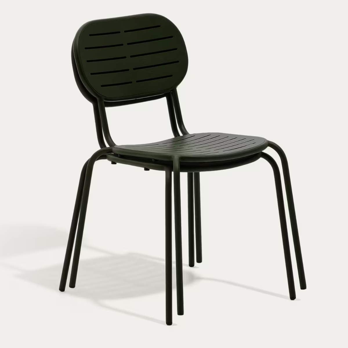 Kave Home Brai stackable outdoor chair in burgundy galvanised steel