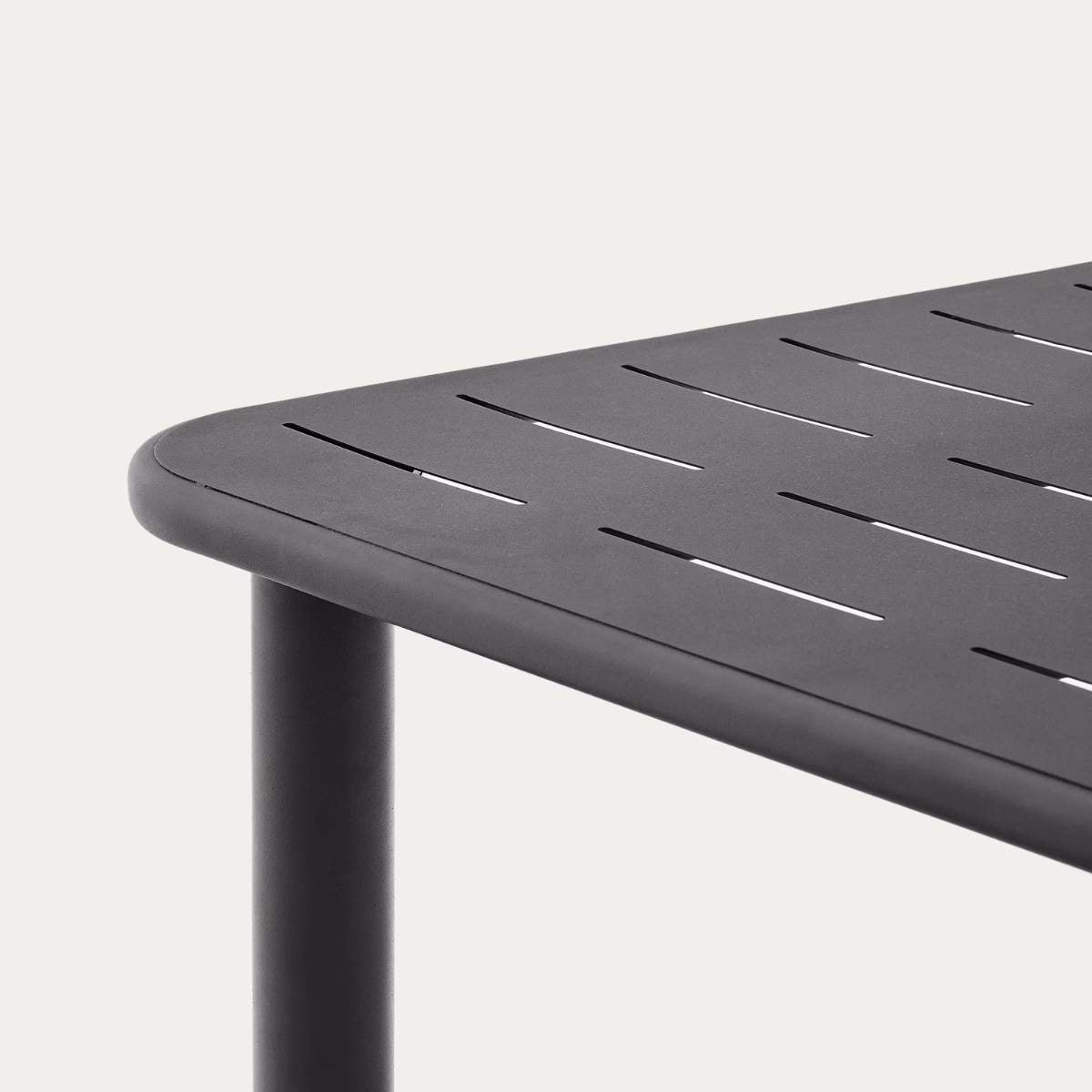 Kave Home Brai outdoor table in taupe galvanised steel 180 x 90cm