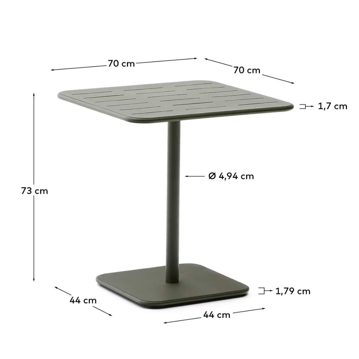 Kave Home Brai outdoor table in burgundy galvanised steel 70 x 70cm