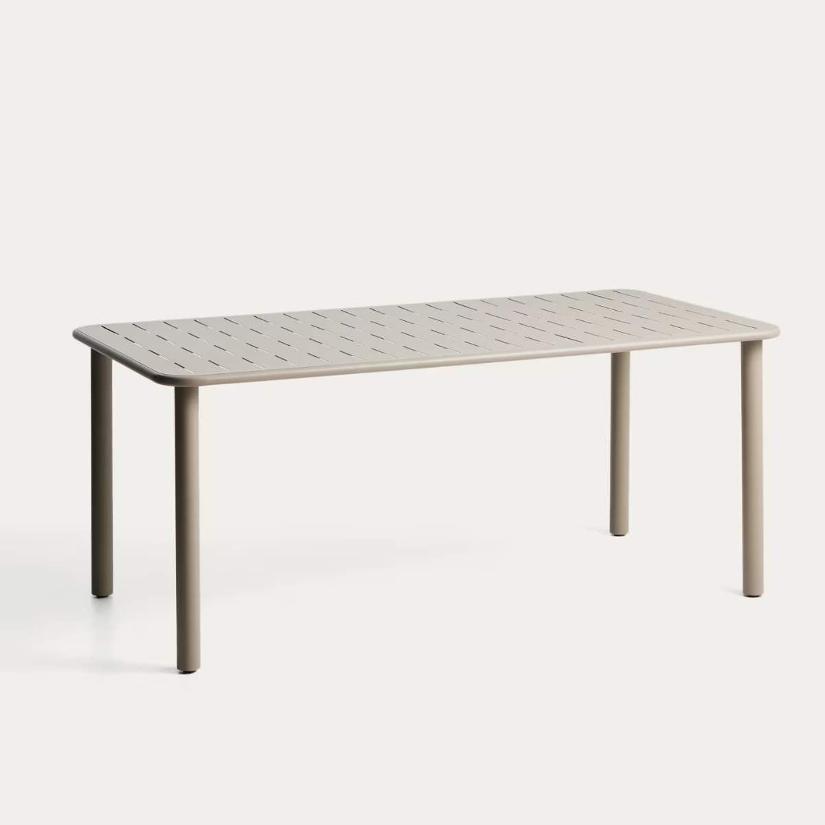 Kave Home Brai outdoor table in taupe galvanised steel 180 x 90cm