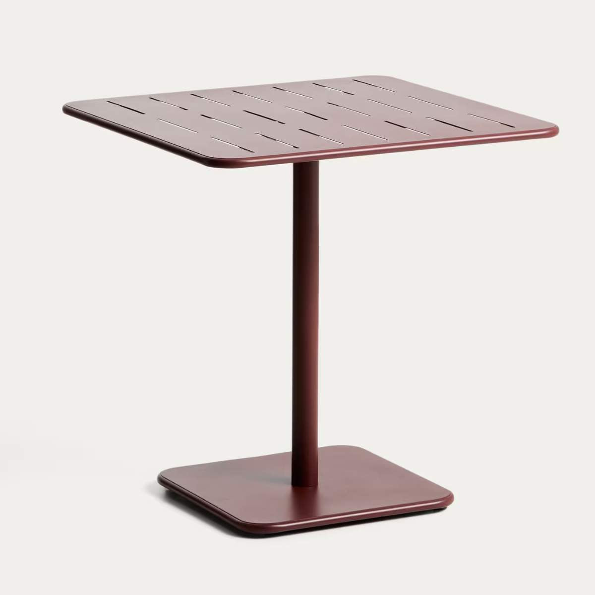 Kave Home Brai outdoor table in burgundy galvanised steel 70 x 70cm