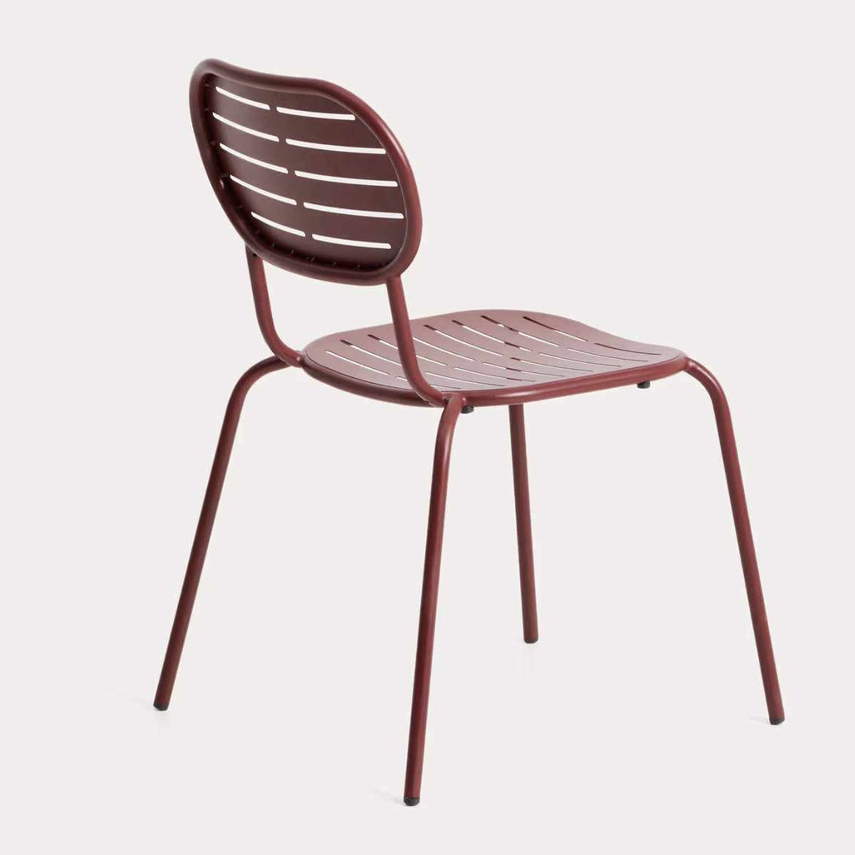 Kave Home Brai stackable outdoor chair in burgundy galvanised steel