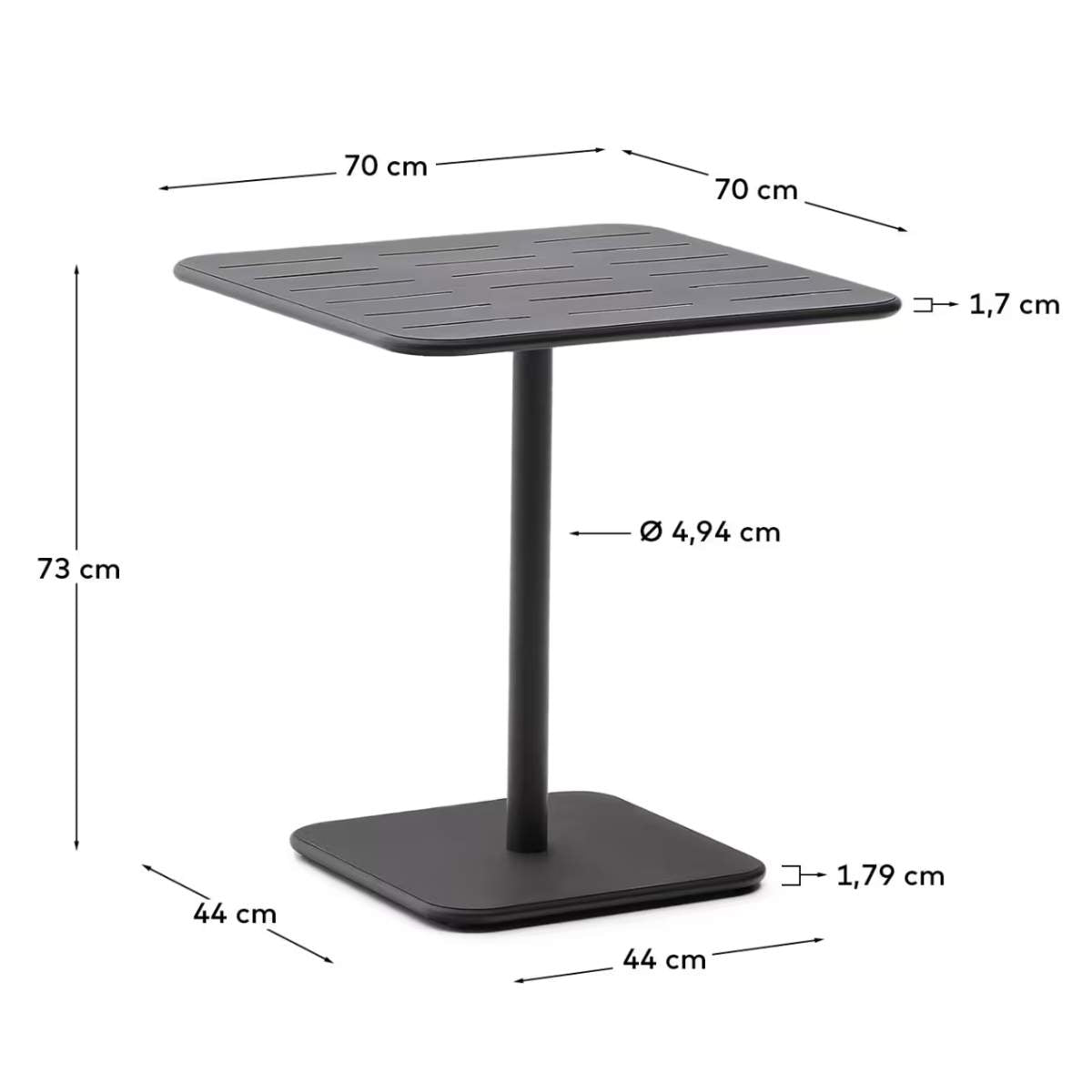 Kave Home Brai outdoor table in burgundy galvanised steel 70 x 70cm