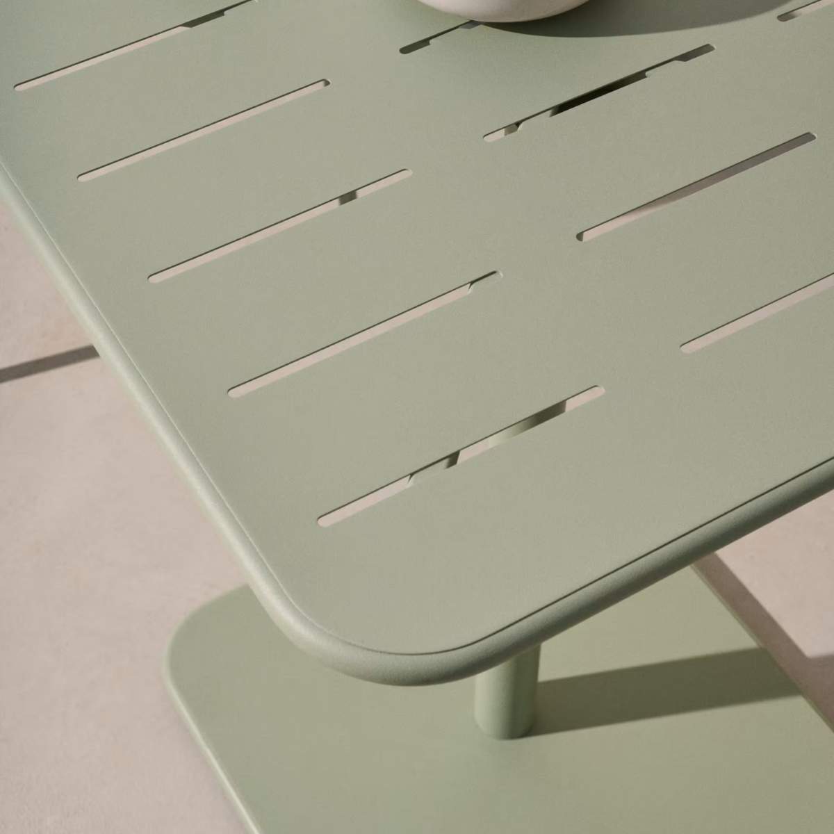 Kave Home Brai outdoor table in burgundy galvanised steel 70 x 70cm