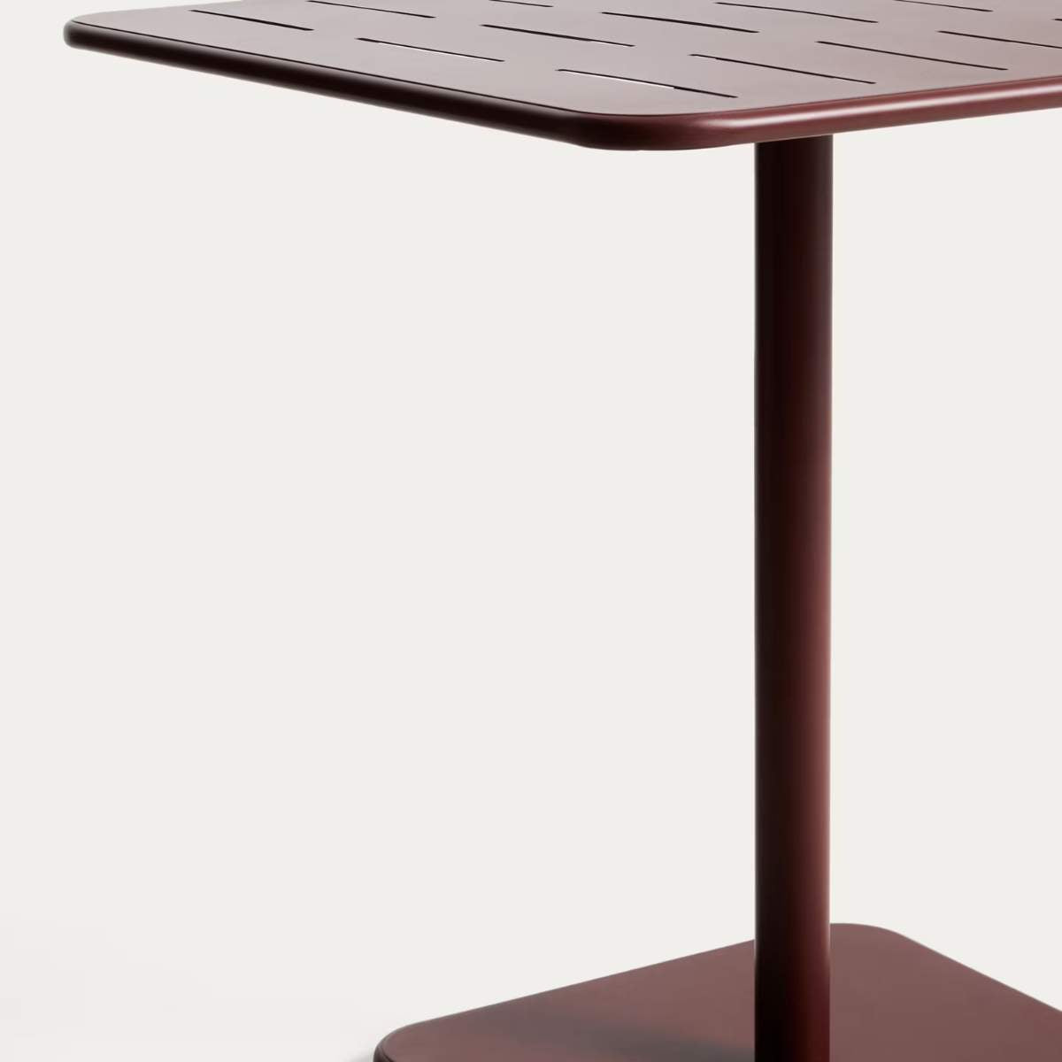 Kave Home Brai outdoor table in burgundy galvanised steel 70 x 70cm